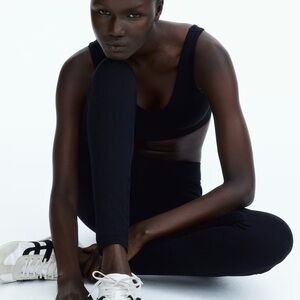 H&M black 4 piece workout set | sports bra, tank, bike shorts + leggings – XL